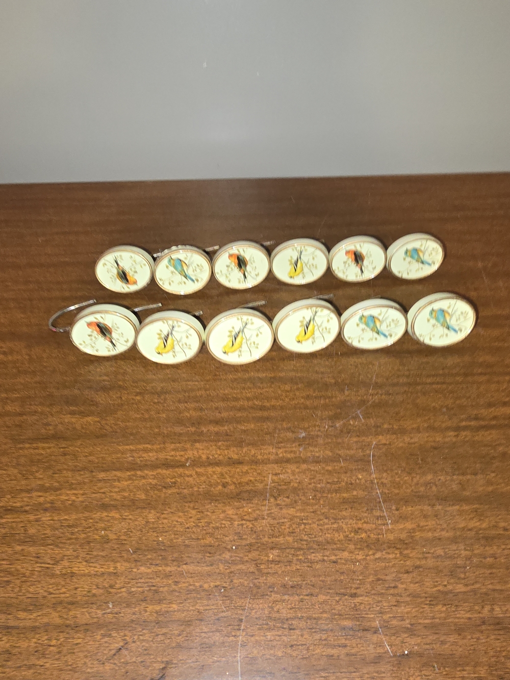 Avanti Gilded Birds Ivory Shower Curtain Rings Hooks for Bathroom Rods Set of 12